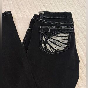 Rock 47 by Wrangler Ultra Low Rise bootcut jeans with Silver Sequin Pocket